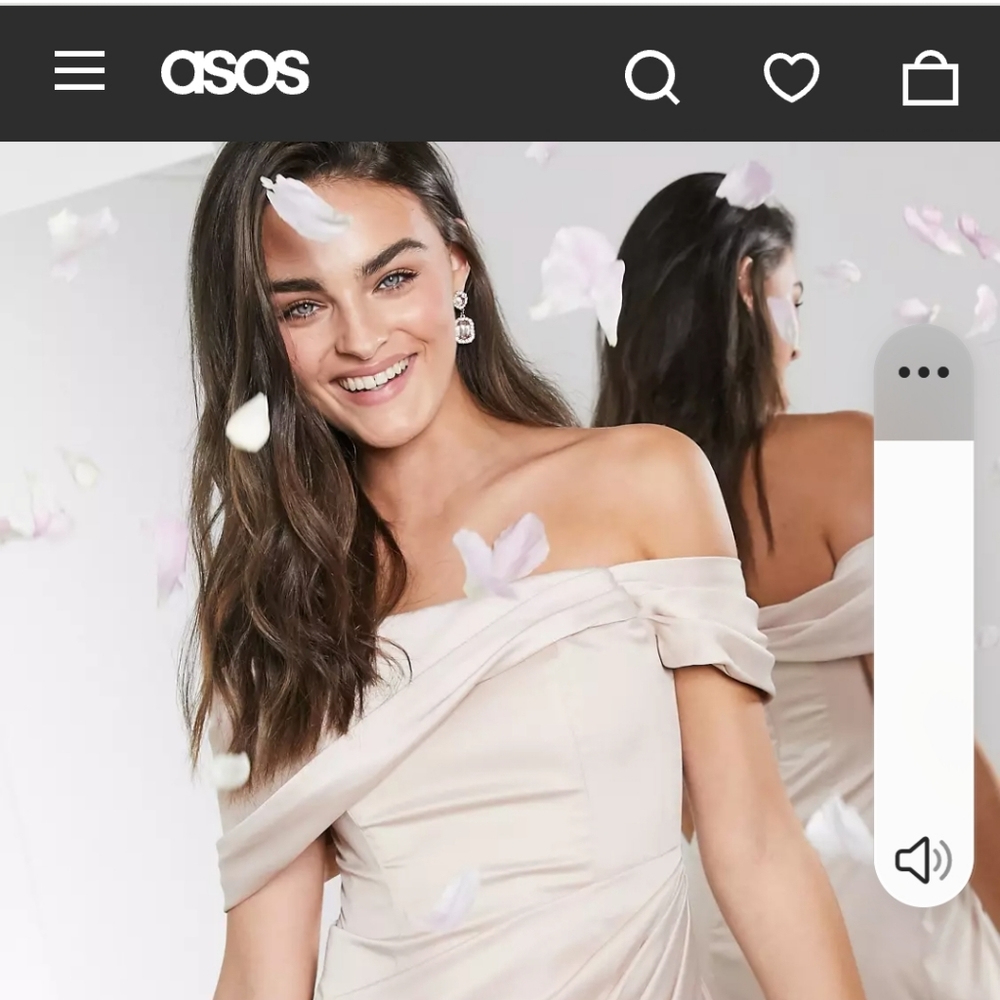 ASOS EDITION satin bardot drape wrap maxi dress in pink, bridesmaid dress